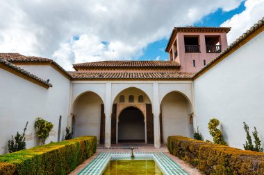 avlu alcazaba kale Malaga, Costa del Sol, İspanya