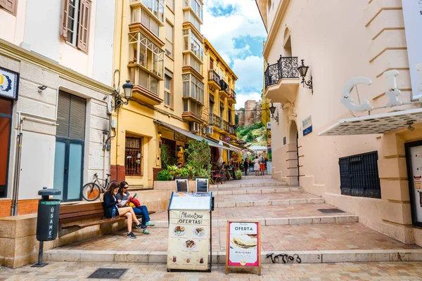 Malaga Spagna Aprile 2018 Strada Stretta Nel Centro Storico Malaga — Foto Stock