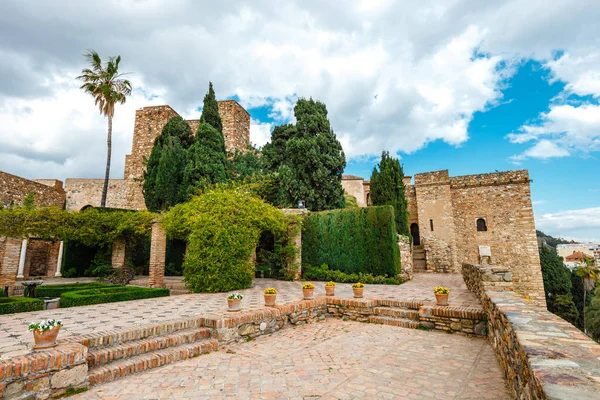 Malaga 'daki Gibralfaro kalesi (Alcazaba de Malaga), Costa del Sol, İspanya