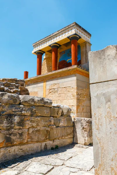 Detail Ancient Ruins Famous Minoan Palace Knosos Crete Island Greece — Stock Photo, Image