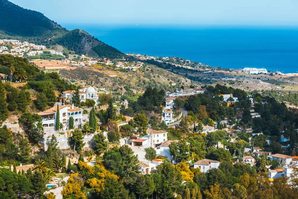 Vue Sur Village Mijas Par Beau Temps Costa Del Sol — Photo