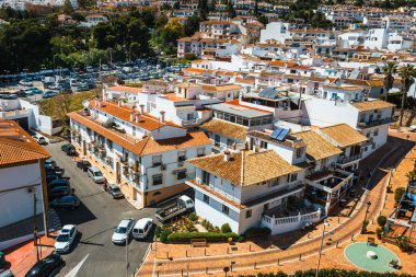 Görünüm Mijas köyü güneşli gün, Costa del Sol, Endülüs, İspanya