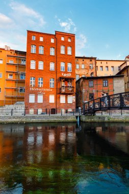 Bydgoszcz, Polonya, 31 Mayıs 2018: Mimari, değirmen Adası Bydgoszcz City Brda River, Polonya