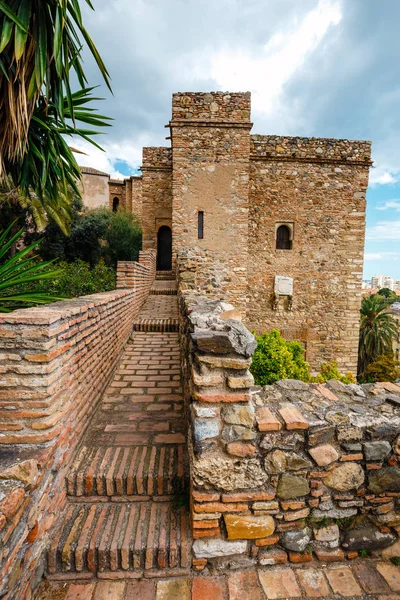 Innenhof Der Alcazaba Burg Malaga Costa Del Sol Spanien — Stockfoto