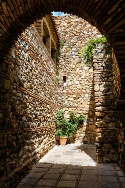 avlu alcazaba kale Malaga, Costa del Sol, İspanya