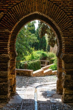 courtyard of alcazaba castle in Malaga, Costa del Sol, Spain clipart
