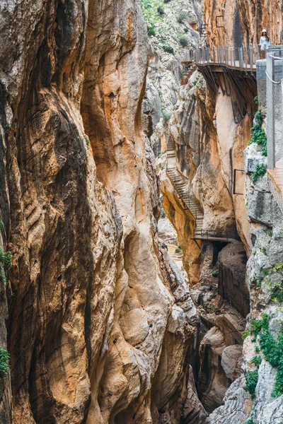 Caminito Del Rey Espagne Avril 2018 Les Visiteurs Marchant Long — Photo