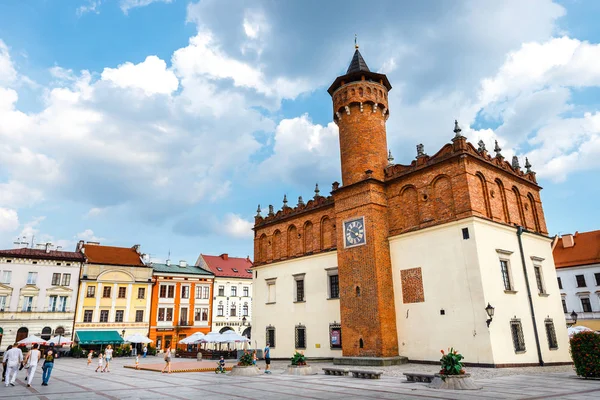 Tarnow Lengyelország 2018 Augusztus Piac Tér Tarnow Reneszánsz Városháza — Stock Fotó