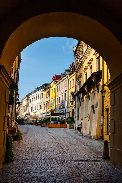 Lublin Polska Września 2018 Zabytkowe Kamienice Zewnątrz Restauracji Starym Mieście — Zdjęcie stockowe