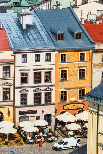 Lublin Poland September 2018 Historic Tenements Outdoor Restaurants Old Town — Stock Photo, Image