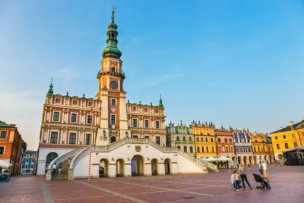 Zamość Września 2018 Rynku Głównego Doskonałym Przykładem Miasto Renesansu Europie — Zdjęcie stockowe