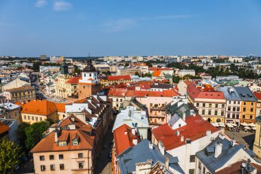 Lublin, Polonya, 01 Eylül 2018: Lublin, Polonya'nın tarihi merkezinin havadan görünümü