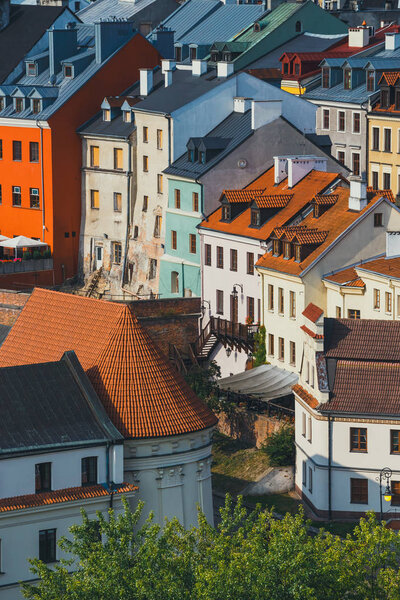 Aerial view of the historic center of Lublin, Poland