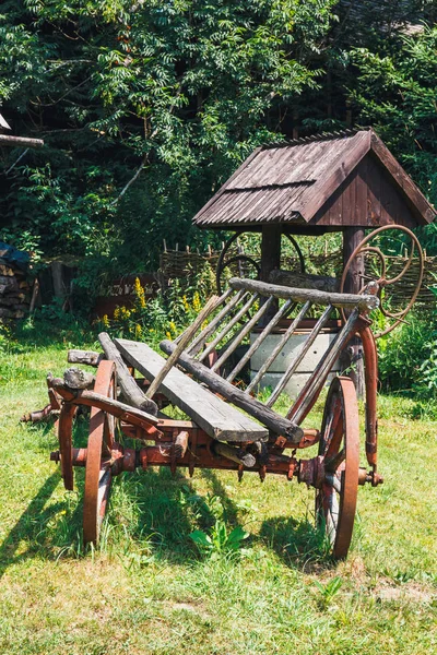 Vintage Drewniany Wózek Wsi Bliska — Zdjęcie stockowe