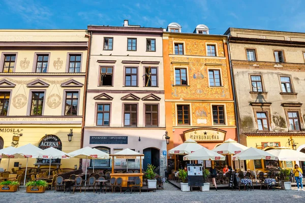 Lublin Polska Września 2018 Zabytkowe Kamienice Zewnątrz Restauracji Starym Mieście — Zdjęcie stockowe