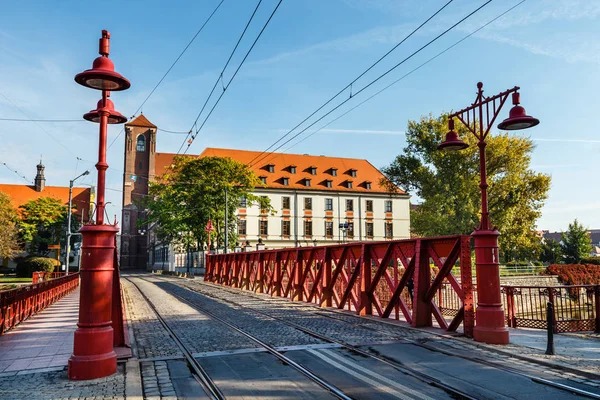 Puente Arena Sobre Río Odra Wroclaw Polonia —  Fotos de Stock