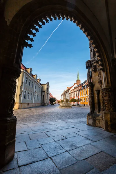 Widok Katedrę Świętego Jana Chrzciciela Wrocław Polska — Zdjęcie stockowe