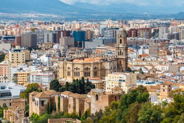Bir güzel bahar günü, İspanya Malaga panoramik ve havadan görünümü