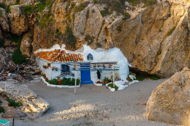 Görünümü güzel Beach Nerja, Costa del Sol, Endülüs, İspanya