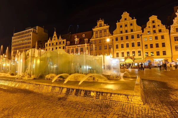 Wroclaw Poland October 2018 Wroclaw Old City Fountain Night Poland — Stock Photo, Image