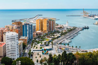 Bir güzel bahar günü, İspanya Malaga panoramik ve havadan görünümü