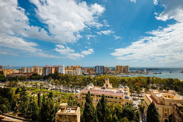 Panoramatické Letecký Pohled Malaga Krásný Jarní Den Španělsko — Stock fotografie