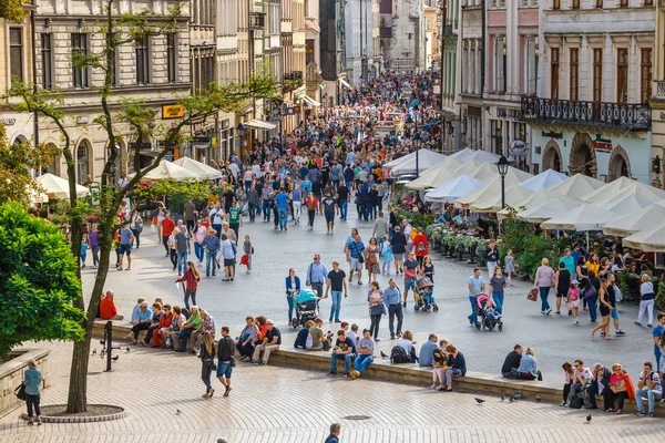 Krakow Polen September 2018 Utsikt Över Stora Torget Historiska Centrum — Stockfoto