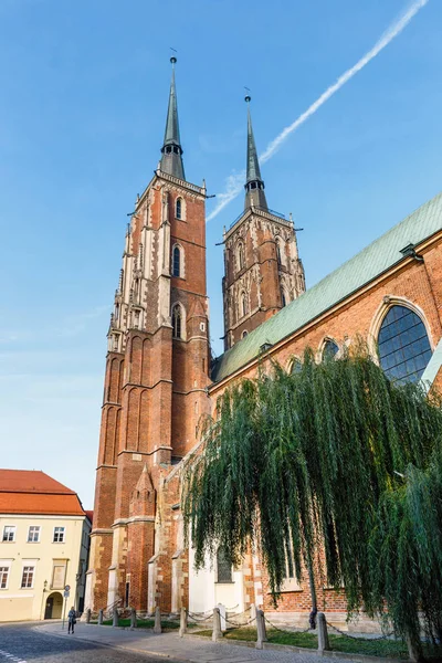 Wrocław Października 2018 Widok Katedrę Świętego Jana Chrzciciela Wrocław Polska — Zdjęcie stockowe