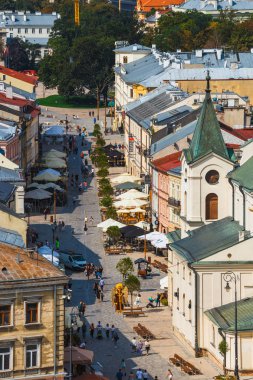Lublin, Polonya, 01 Eylül 2018: Lublin, Polonya'nın tarihi merkezinin havadan görünümü