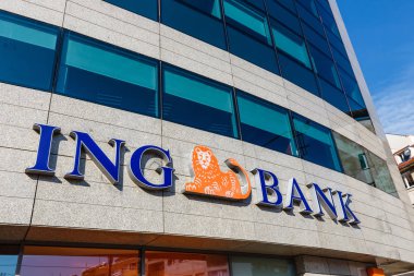 Wroclaw, Polonya, 07 Ekim 2018: ING Bank şube girişi. ING grup Hollanda'da bir çokuluslu bankacılık şirketidir.