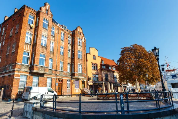 Gdansk Poland October 2018 Sunny Day Embankment Motlawa River Historical — Stock Photo, Image