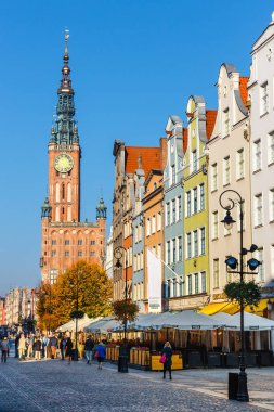 Gdansk, Polonya, 14 Ekim 2018: İnsanlar uzun Lane'de Gdansk, Polonya