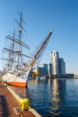 Gdynia, Polonya, 13 Ekim 2018: waterfront, Baltık Denizi, Gdynia liman