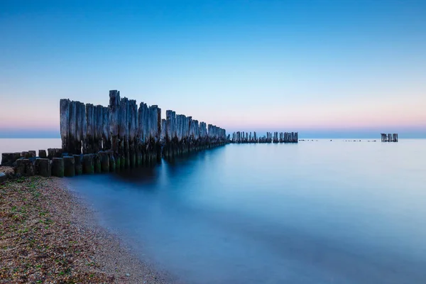 Blue hour at the sea. Beautiful and tranquil sunset over the sea
