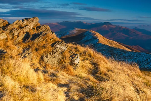 Sunset Bieszczady Mountains South East Poland — Stock Photo, Image