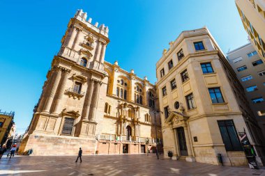 Malaga, İspanya, 03 Nisan 2018: Catedral de la Encarnacion de Malaga 1782 inşa edilmiştir. İspanya en büyük katedralleri biridir