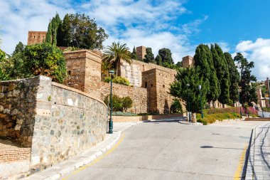 Görünüm Gibralfaro Kalesi Malaga, İspanya