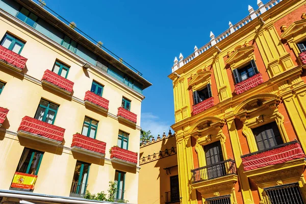 Fachada Colorida Edifício Centro Histórico Málaga Espanha — Fotografia de Stock