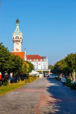 Sopot, Polonya, 13 Ekim 2018: güzel mimari Sopot güneşli gün, Polonya