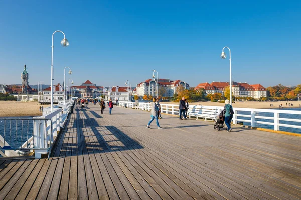 Sopot Polonya Ekim 2018 Avrupa Nın Uzun Ahşap Iskele Görünümünü — Stok fotoğraf
