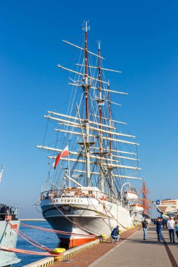 Gdynia, Polonya, 13 Ekim 2018: waterfront, Baltık Denizi, Gdynia liman