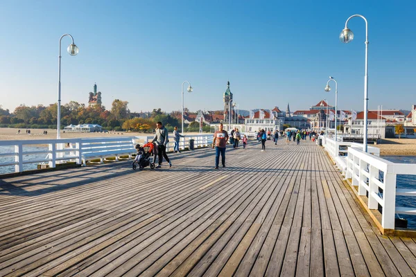 Sopot Polska Października 2018 Widok Najdłuższego Drewnianego Molo Europie Molo — Zdjęcie stockowe