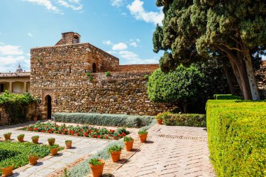 Görünüm Gibralfaro Kalesi Malaga, İspanya
