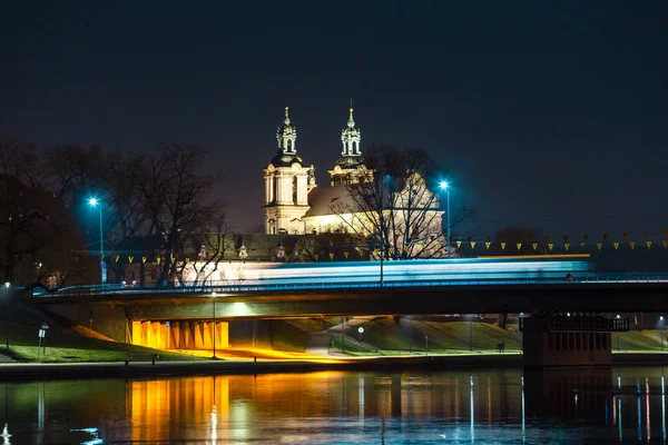 Церковь Скалке Ночью Краков Польша — стоковое фото