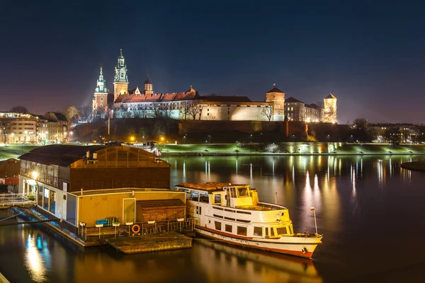 Krakkó Visztula Sugárutak Látható Wawel Kastély Krakkó Lengyelország Leghíresebb Látnivalója — Stock Fotó