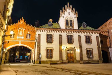  Czartoryski Museum eski kasaba Krakow gece, Polonya