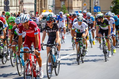 Krakow, Polonya - 29 Temmuz 2017: 74. Tour de Pologne Doğu Avrupa'nın en büyük bisiklet etkinliği