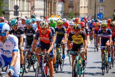Krakow, Polonya - 29 Temmuz 2017: 74. Tour de Pologne Doğu Avrupa'nın en büyük bisiklet etkinliği