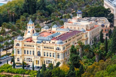Gibralfaro kalesinden alınan Malaga havadan görünümü, İspanya