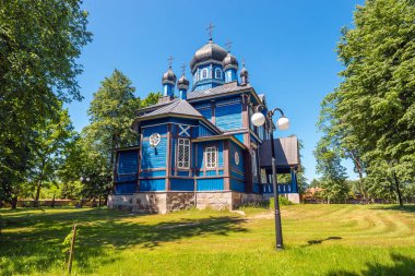 Puchly köyünde Ortodoks kilisesi, kuzey doğu Polonya